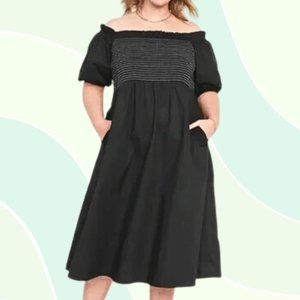 Old Navy Fit & Flare Puff Sleeve Dress with Pockets 3X